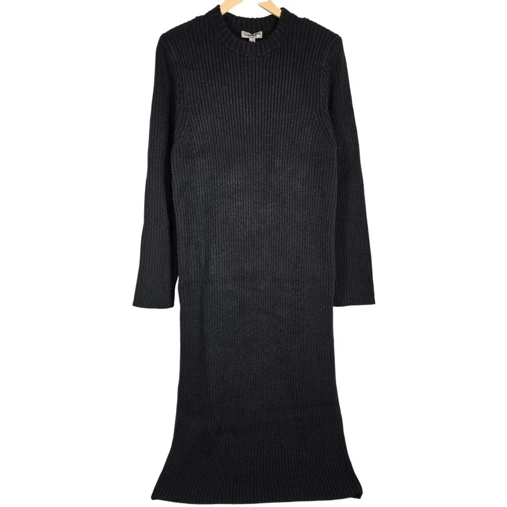 J Crew Ribbed Long‎ Sleeve Sweater Dress Black XXL